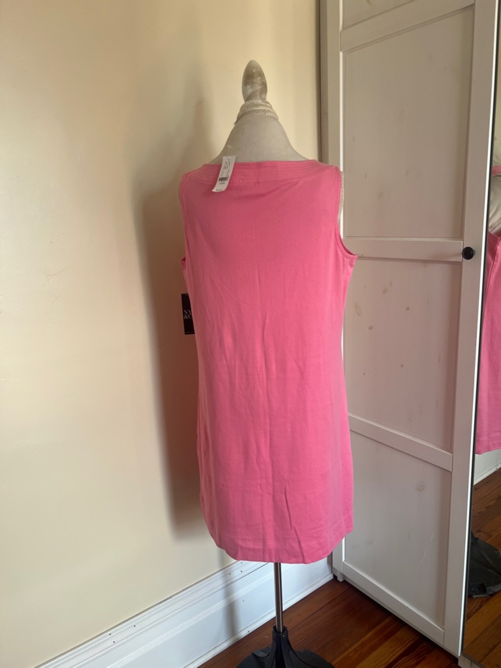 New York & Company Preppy Pink 100% Cotton Sleeveless Shift Dress - NWT - XL - Picture 6 of 9